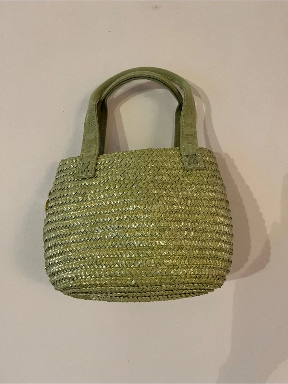 Capelli of New York Olive Green Mini Tote with Iridescent Shell Discs - Picture 2 of 4